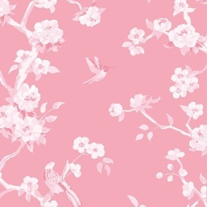 Betsy chinoiserie trees, pink tonal, medium scale