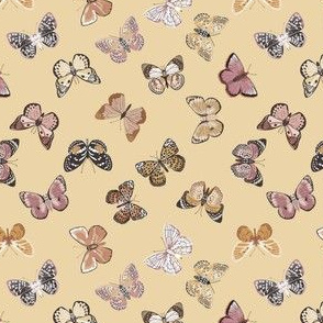 MINI butterflies fabric - baby bedding, baby girl fabric, baby fabric, nursery fabric, butterflies fabric, muted colors fabric, earth toned fabric -  chamomile sfx0916