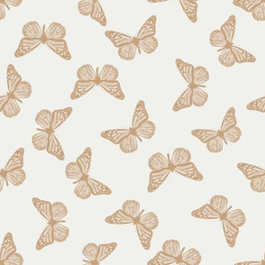 butterflies fabric - neutral boho butterfly fabric