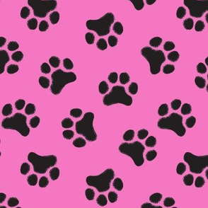 large black paw prints on hot pink