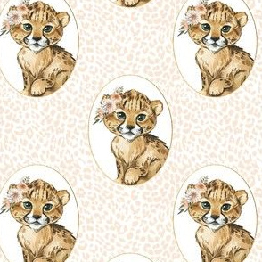 4" Amala the Cub Ivory Cheetah Print