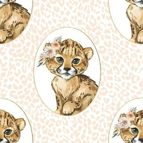 8" Amala the Cub Ivory Cheetah Print