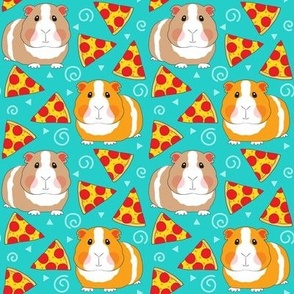 medium guinea pigs and pepperoni pizza slices
