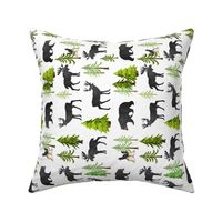 Home in the Forest - Woodland Animals Bear Moose Deer Pine Trees Baby Nursery Bedding, ROTATED