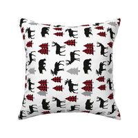 Woodland Animals Bear Moose & Deer - Red + Black Buffalo Plaid Baby Nursery Kids Children Baby Bedding, ROTATED