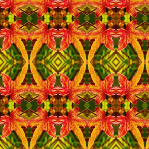  tribal liquid amber leaf orange vermilion green trending Neo Art Deco table runner tablecloth napkin placemat dining pillow duvet cover throw blanket curtain drape upholstery cushion duvet cover wallpaper fabric living decor