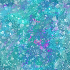Abstract 80s Watercolor Bokeh, Blue Splashes