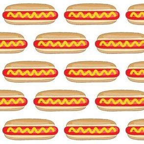 large hot dogs on white
