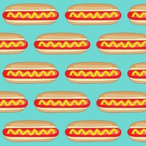 large hot dogs on teal