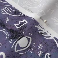 Witchy Scribbles on Grey Purple