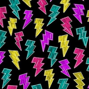 Neon Lightning Bolts // 80s 90s retro lightning bright pink yellow fabric