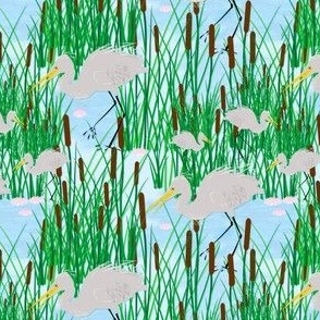 Heron & Cattails  abt 2"