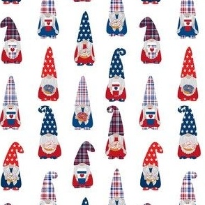 usa patriotic gnome fabric - white