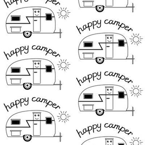 large black and white happy camper trailers