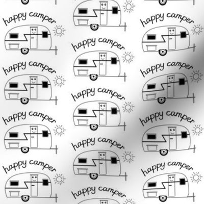 medium black and white happy camper trailers