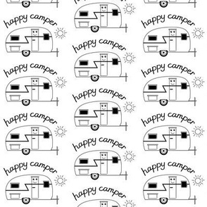 medium black and white happy camper trailers