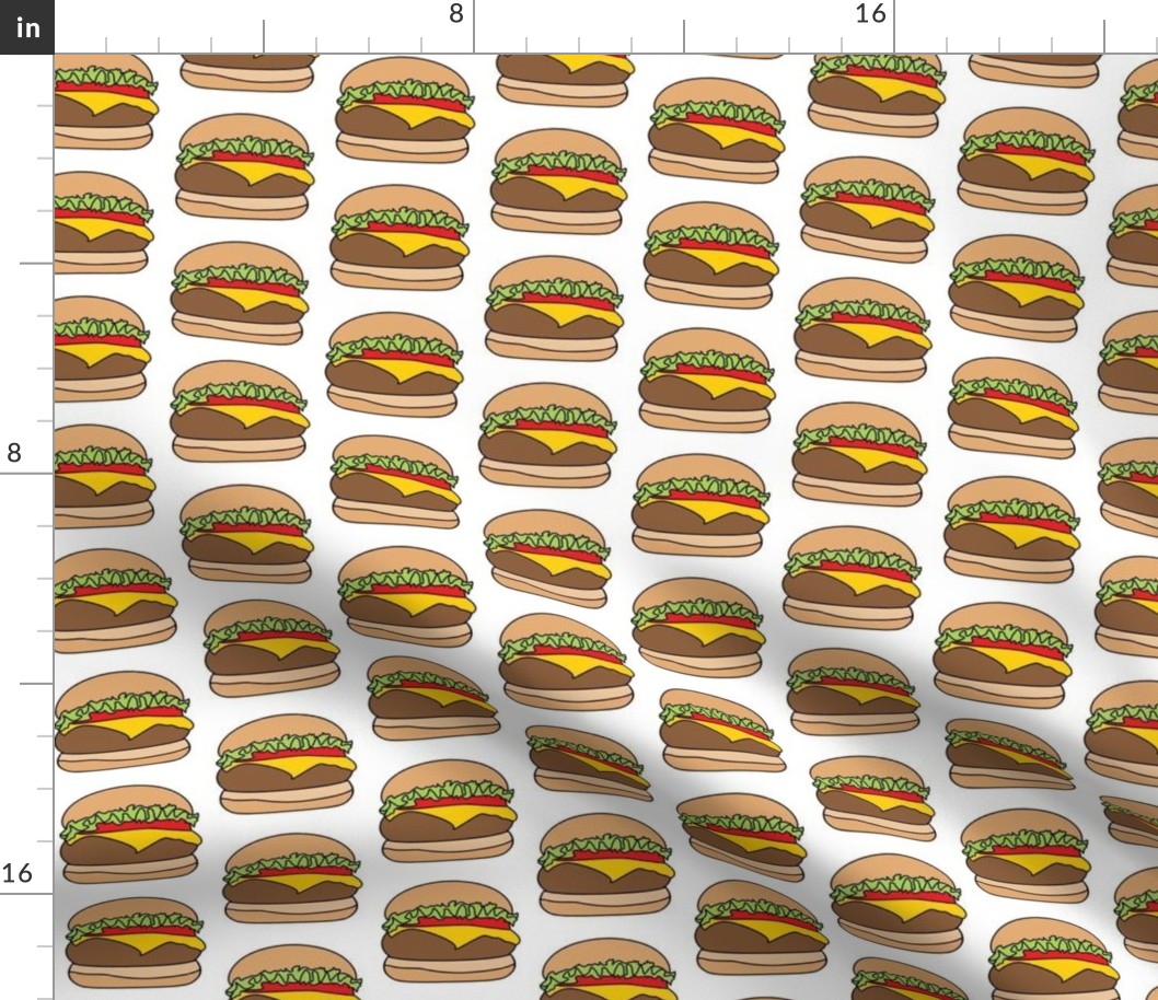 large cheeseburgers with black outlines