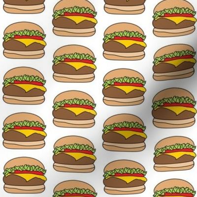small cheeseburgers with black outlines