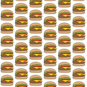 tiny cheeseburgers with black outlines