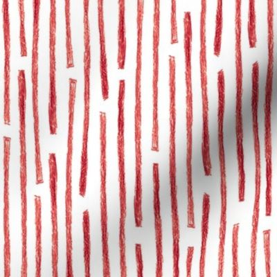 crayon vertical stripes - cranberry red on white
