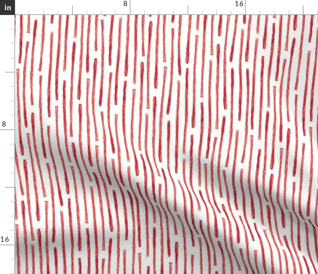 crayon vertical stripes - cranberry red on white