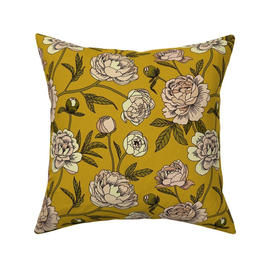 Climbing Peonies in mustard - Medium 