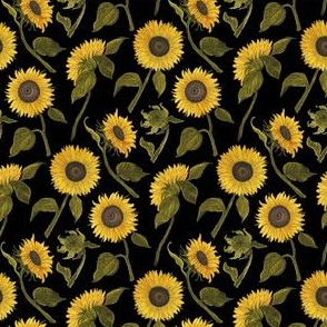 Sunflowers Small Black