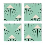 Art Deco Snow Capped Mountains - Green and Blue-Larger