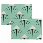 Art Deco Snow Capped Mountains - Green and Blue-Larger