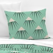 Art Deco Snow Capped Mountains - Green and Blue-Larger