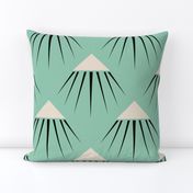 Art Deco Snow Capped Mountains - Green and Blue-Larger