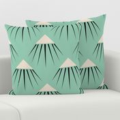 Art Deco Snow Capped Mountains - Green and Blue-Larger