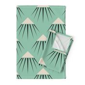 Art Deco Snow Capped Mountains - Green and Blue-Larger