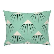 Art Deco Snow Capped Mountains - Green and Blue-Larger