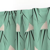 Art Deco Snow Capped Mountains - Green and Blue-Larger