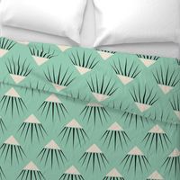 Art Deco Snow Capped Mountains - Green and Blue-Larger