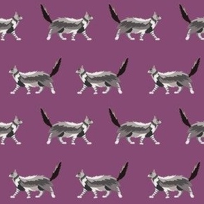 maine coon cat fabric - dark purple