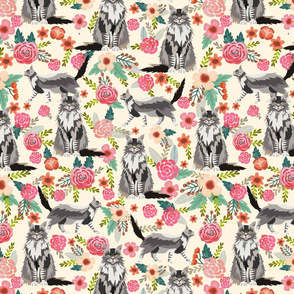 maine coon floral fabric - cream