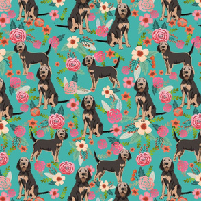 otterhound floral fabric - turquoise