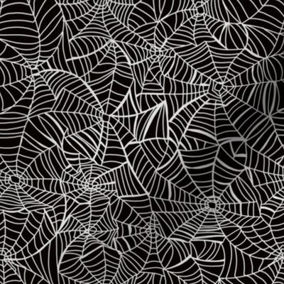 MED spiderweb fabric - black and white halloween design - black