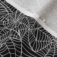 MED spiderweb fabric - black and white halloween design - black