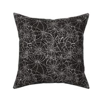 MED spiderweb fabric - black and white halloween design - black