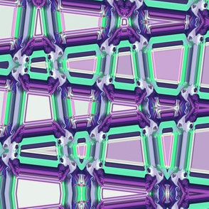 Smocked Geometric Trellis in Purple and Aqua