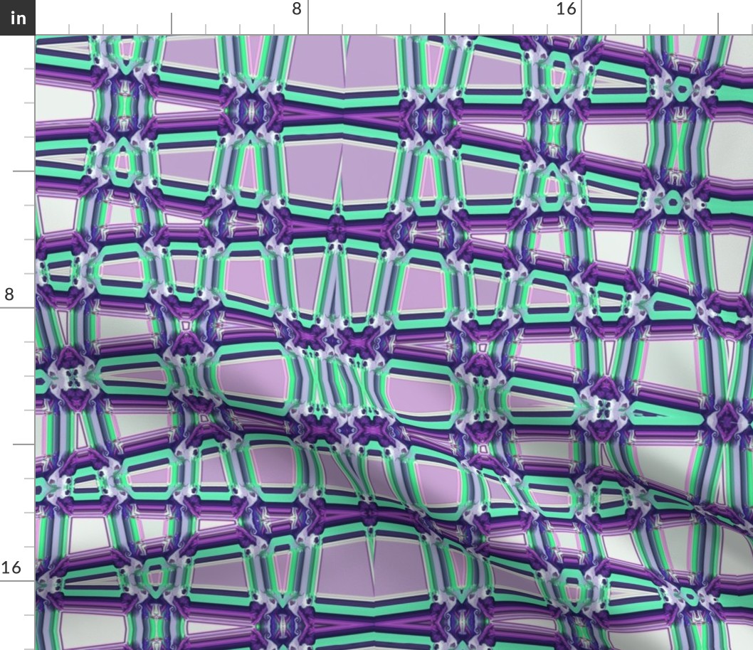 Smocked Geometric Trellis in Purple and Aqua