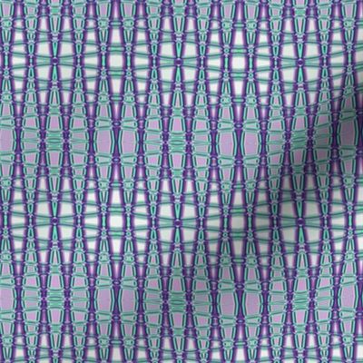 Small - Smocked Geometric Trellis in Purple and Aqua - Lengthwise