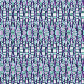 Small - Smocked Geometric Trellis in Purple and Aqua - Lengthwise