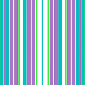 Variegated Summer Stripes in Aqua - Purple - White - Green