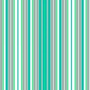 Narrow - Mint Julep Stripes in Blue-Green - Grey - White