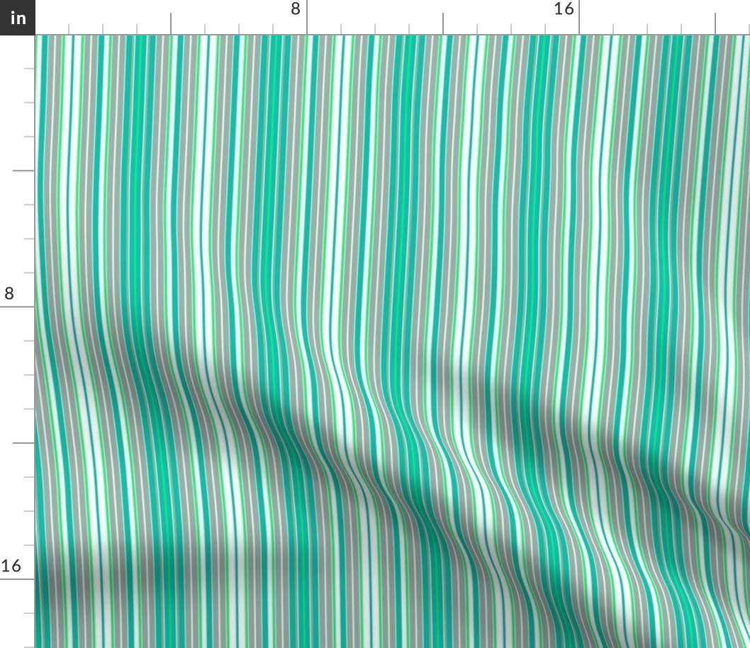 Narrow - Mint Julep Stripes in Blue-Green - Grey - White