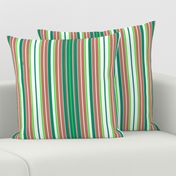 Variegated Summer Stripes in Coral - Green - White